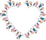 Free Clipart Of A Heart Frame Made Of Stick Family Members