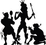 Free Clipart Of A Black Silhouetted King Being Dressed By Servants