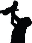 Free Clipart Of A Silhouetted Father Holding Up A Baby