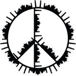Free Clipart Of A Peace Symbol Of Mosques In Black And White
