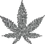 Free Clipart Of A Black And White Word Tag Collage Cannabis Marijuana Pot Leaf
