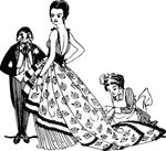 Free Clipart Of A Retro Rich Woman Being Dressed By Servants