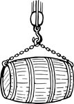 Free Clipart Of A Wooden Barrel In A Sling Black And White