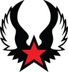 Free Clipart Of A Red Star With Wings Black And Red Version