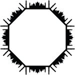 Free Clipart Of An Octagon Frame Of Mosques In Black And White