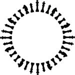 Free Clipart Of A Round Frame Of Chess Pieces In Black And White