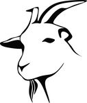 Free Clipart Of A Black And White Goat Head