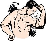 Free Clipart Of A Man Flexing And Breaking A Chain Around His Bicep