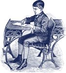 Free Clipart Of A Male Student Writing At A Desk