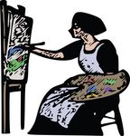 Free Clipart Of A Woman Piainting A Canvas