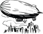 Free Clipart Of A Blimp Airship Over A City
