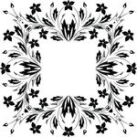 Free Clipart Of A Square Frame Of Flowers In Black And White
