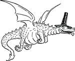 Free Clipart Of A Black And White Dragon