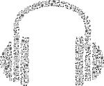 Free Clipart Of A Pair Of Headphones Made Of Black And White Musical Notes