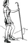 Free Clipart Of A Retro Female Hiker