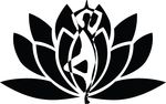Free Clipart Of A Silhouetted Woman Doing Yoga Over A Lotus Flower