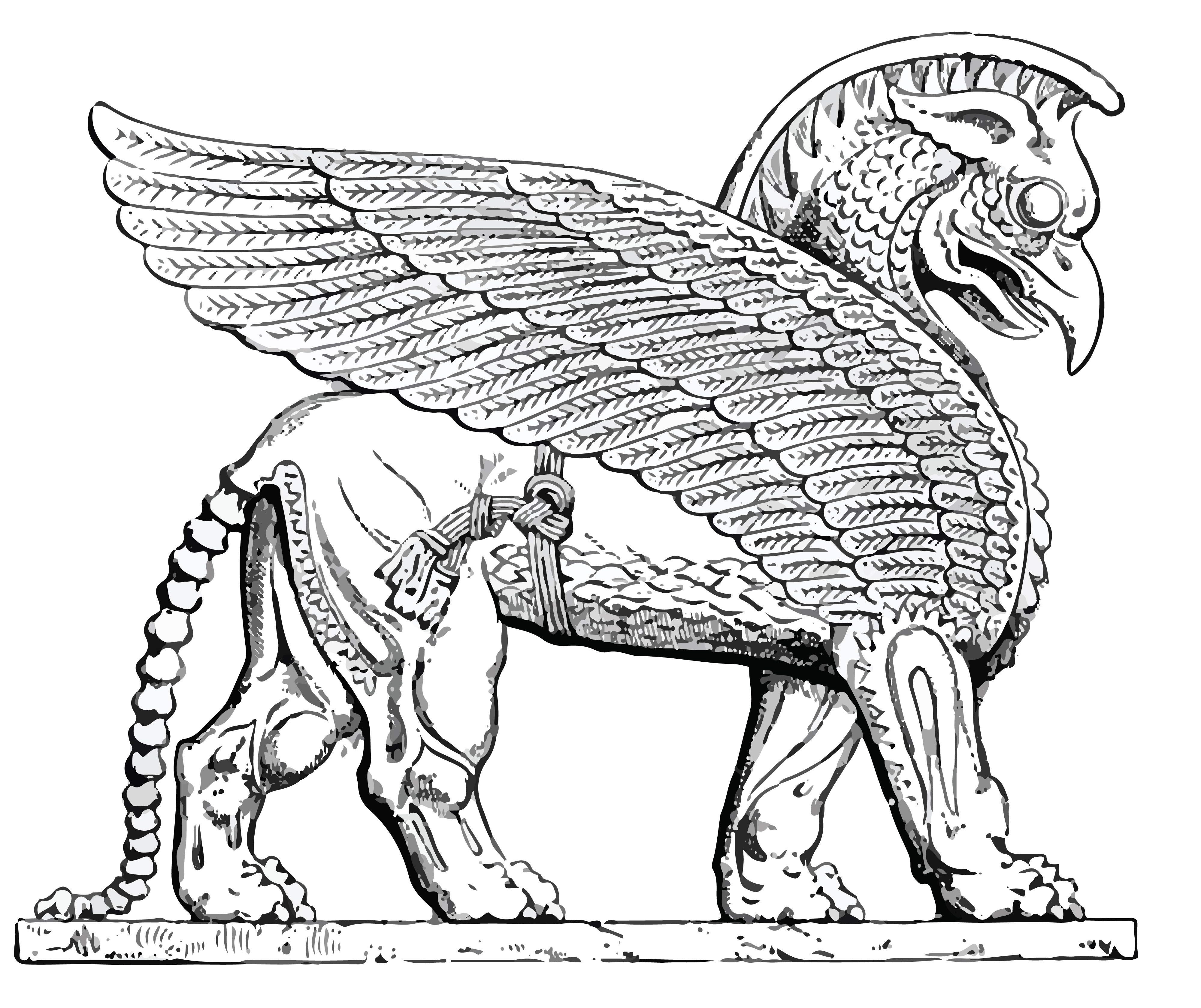 Мифическое существо изображенное на гербе крыма. Крылатый Лев Ассирия. Шеду Ассирия. Грифон Ассирия. Ламассу Ассирия.