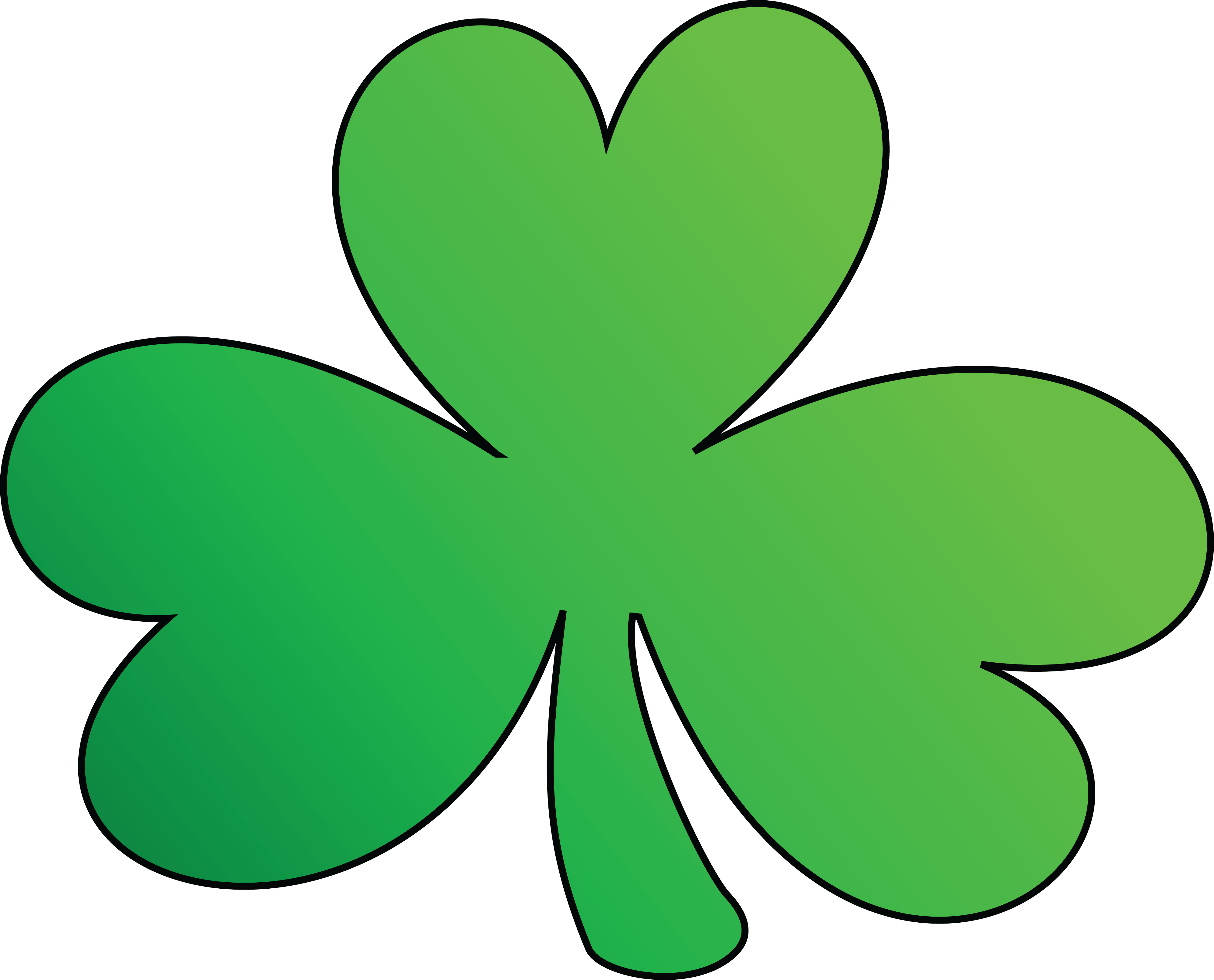 Free Clipart Of A Green Outlined Clover Shamrock St Patricks Day