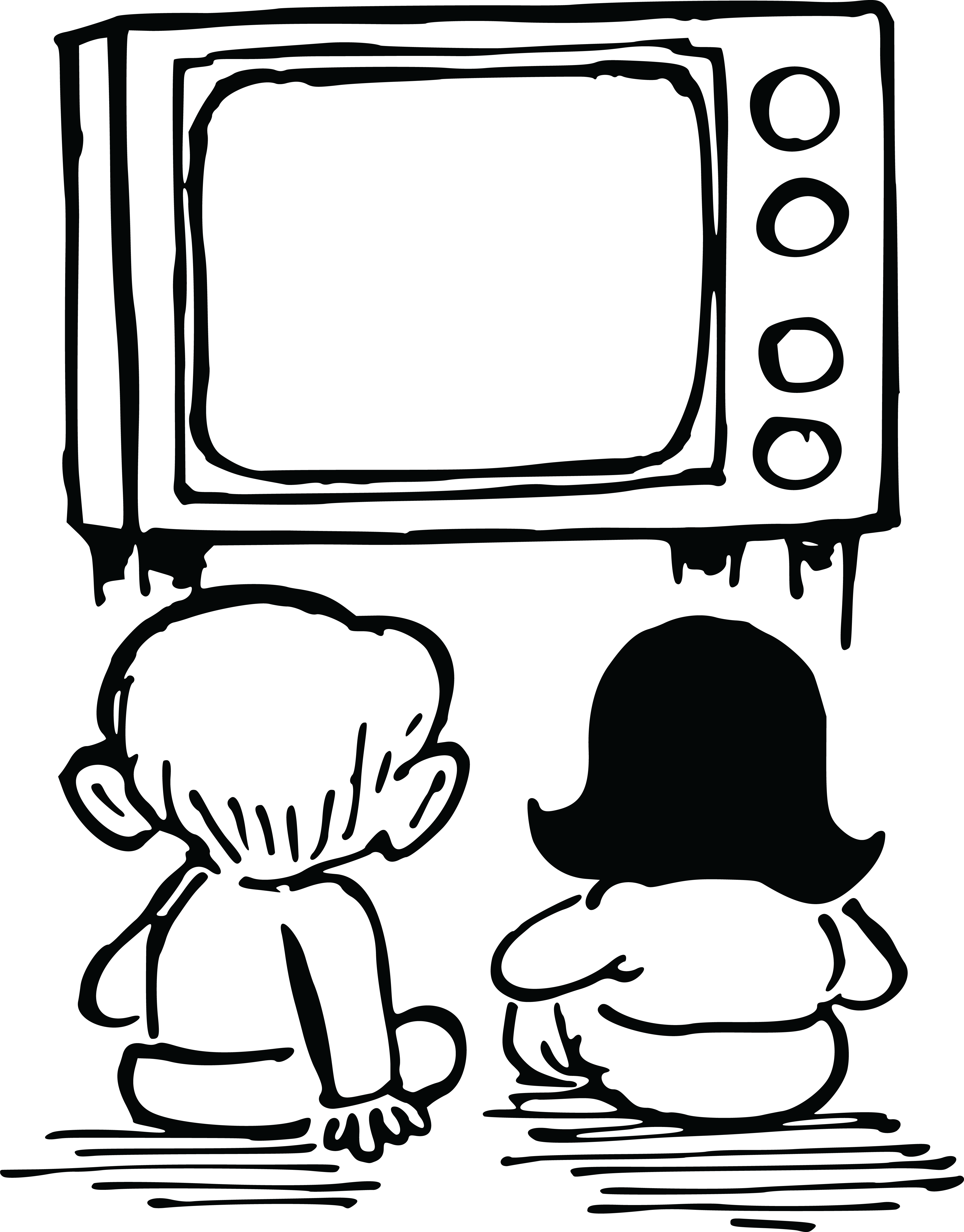 Free Clipart Of Kids Watching Tv