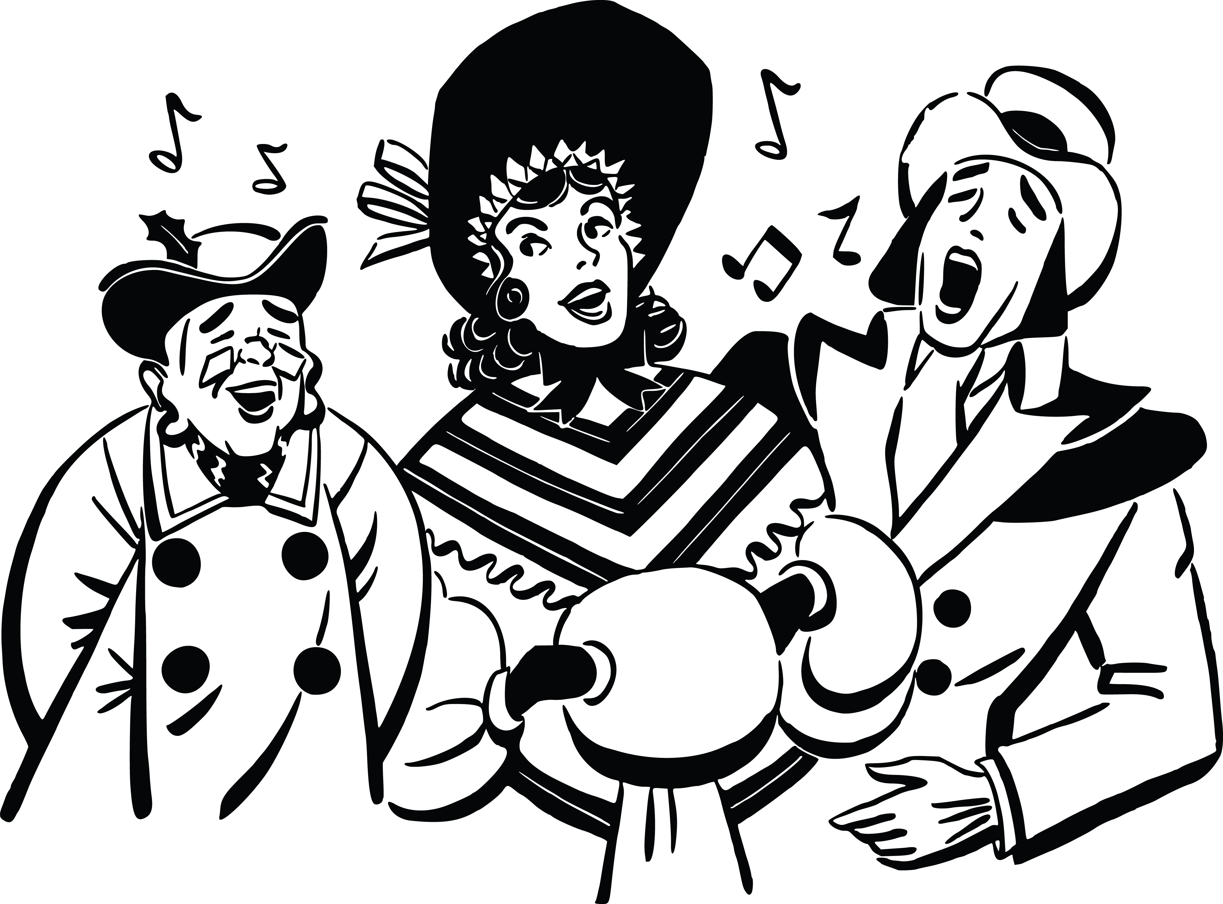 Christmas Carolers Clipart Black And White Free