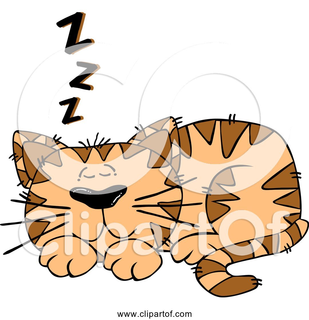 Download Free Clipart of Cartoon Orange Cat Sleeping