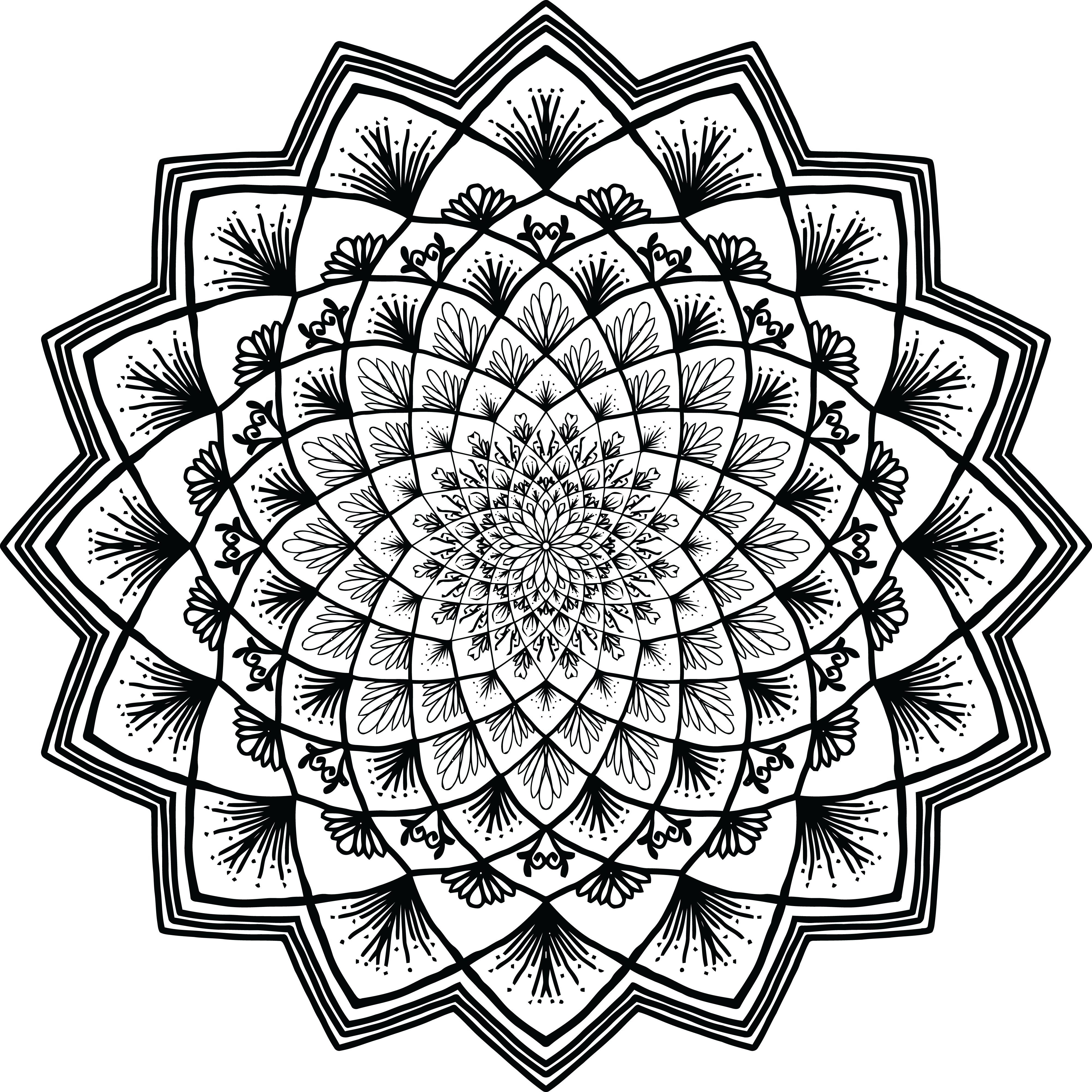 mandala black and white coloring pages - photo #4