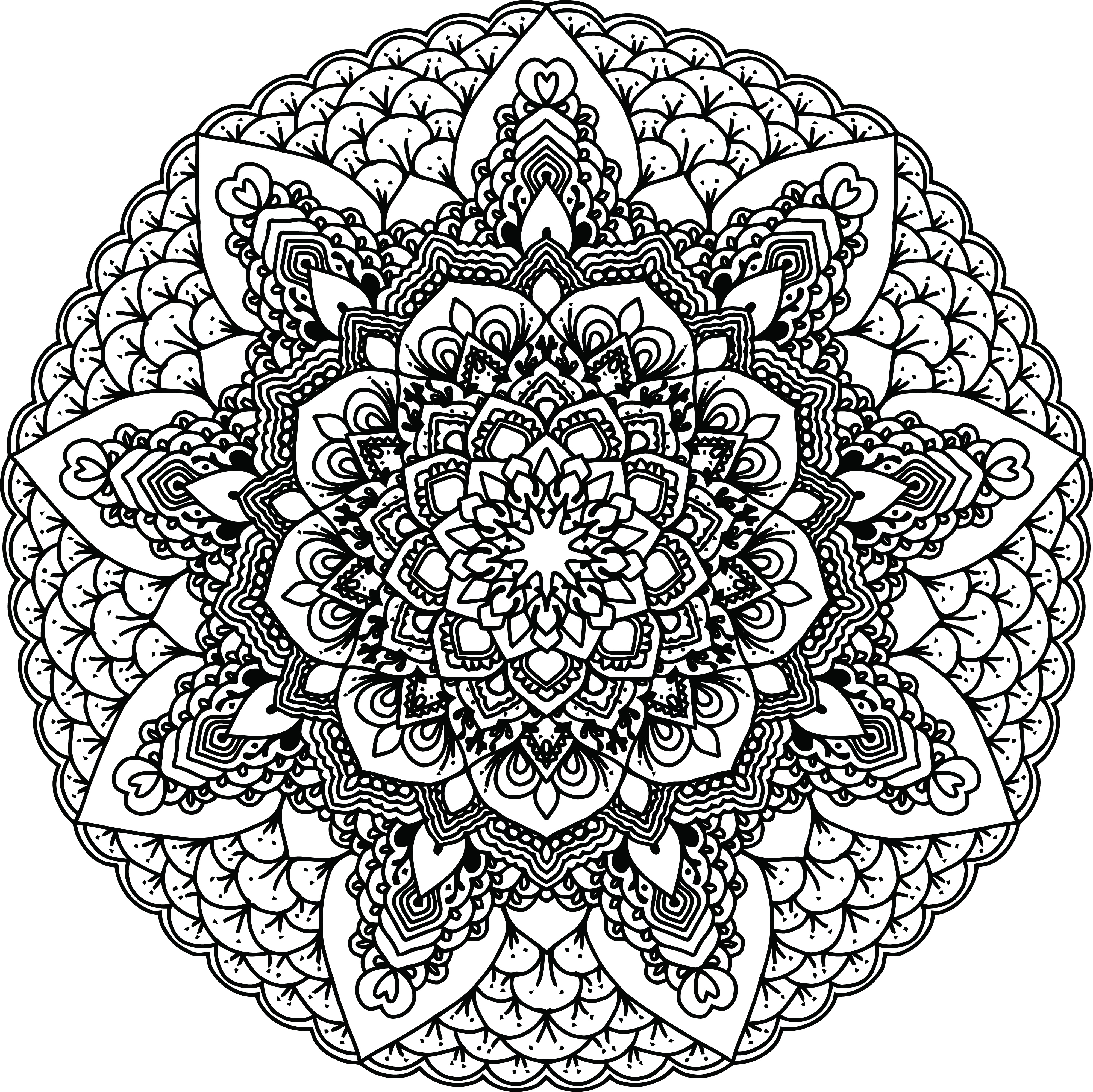 mandala black and white coloring pages - photo #5