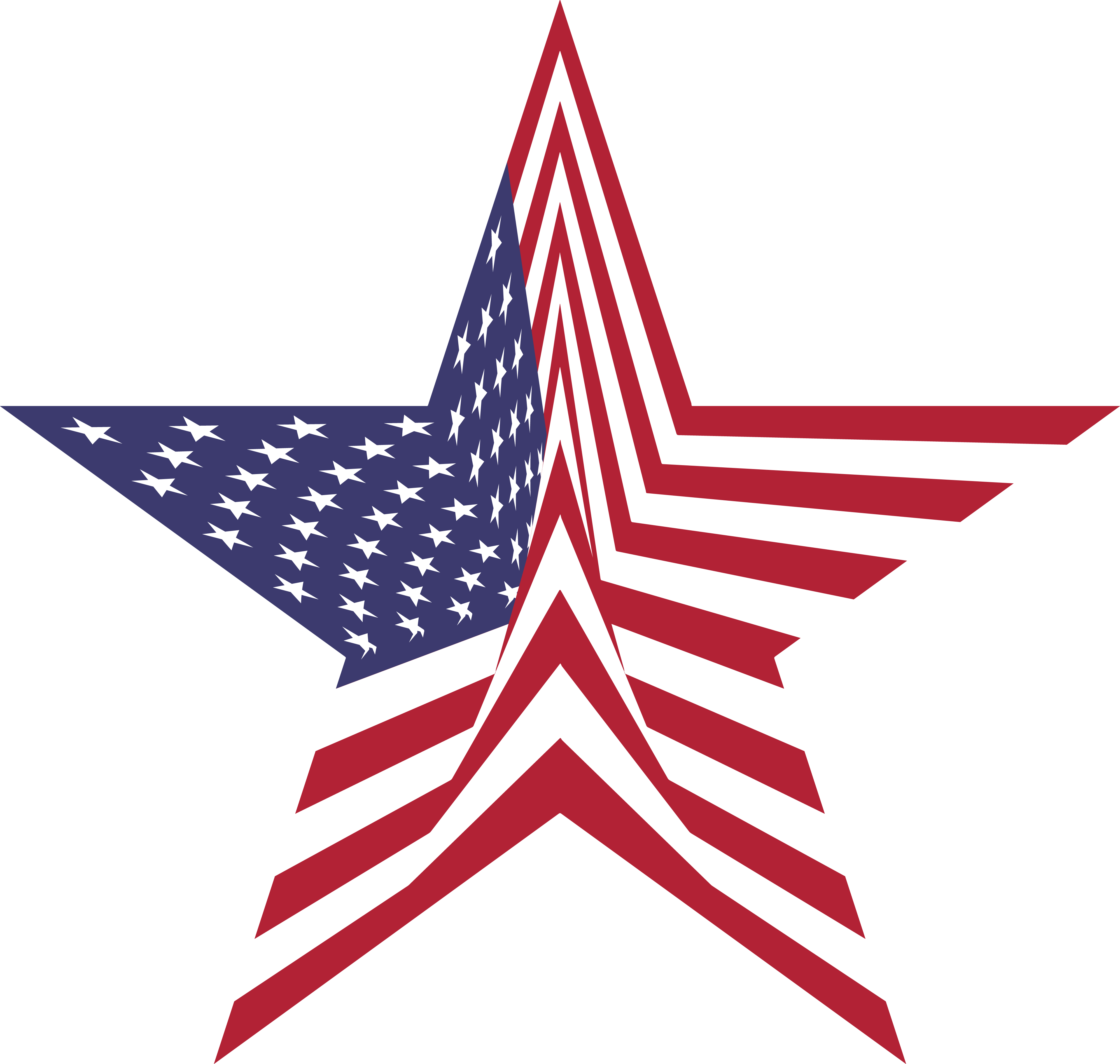 Free Clipart Of A star with an american flag pattern