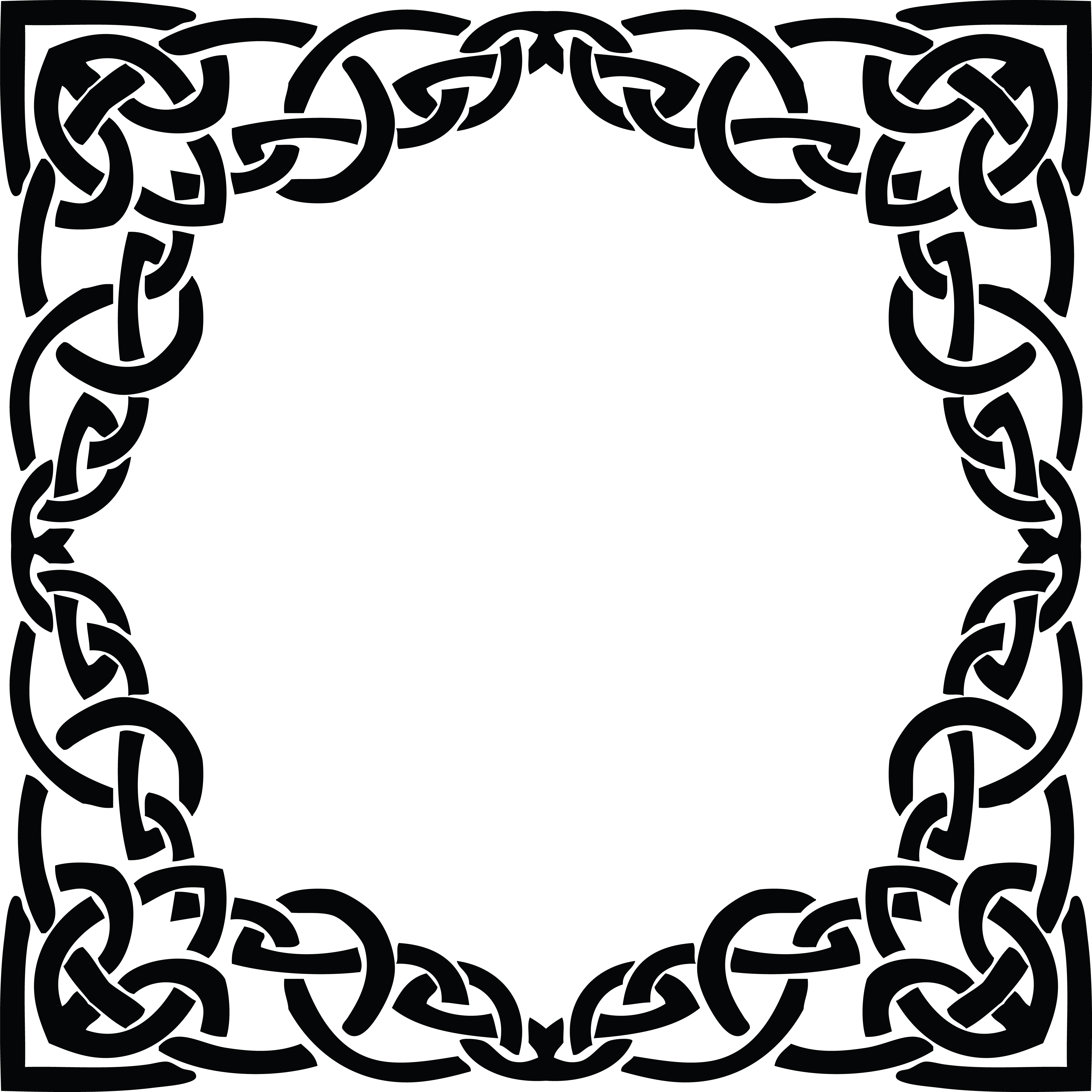 Free Clipart of a celtic frame border design element in black and white