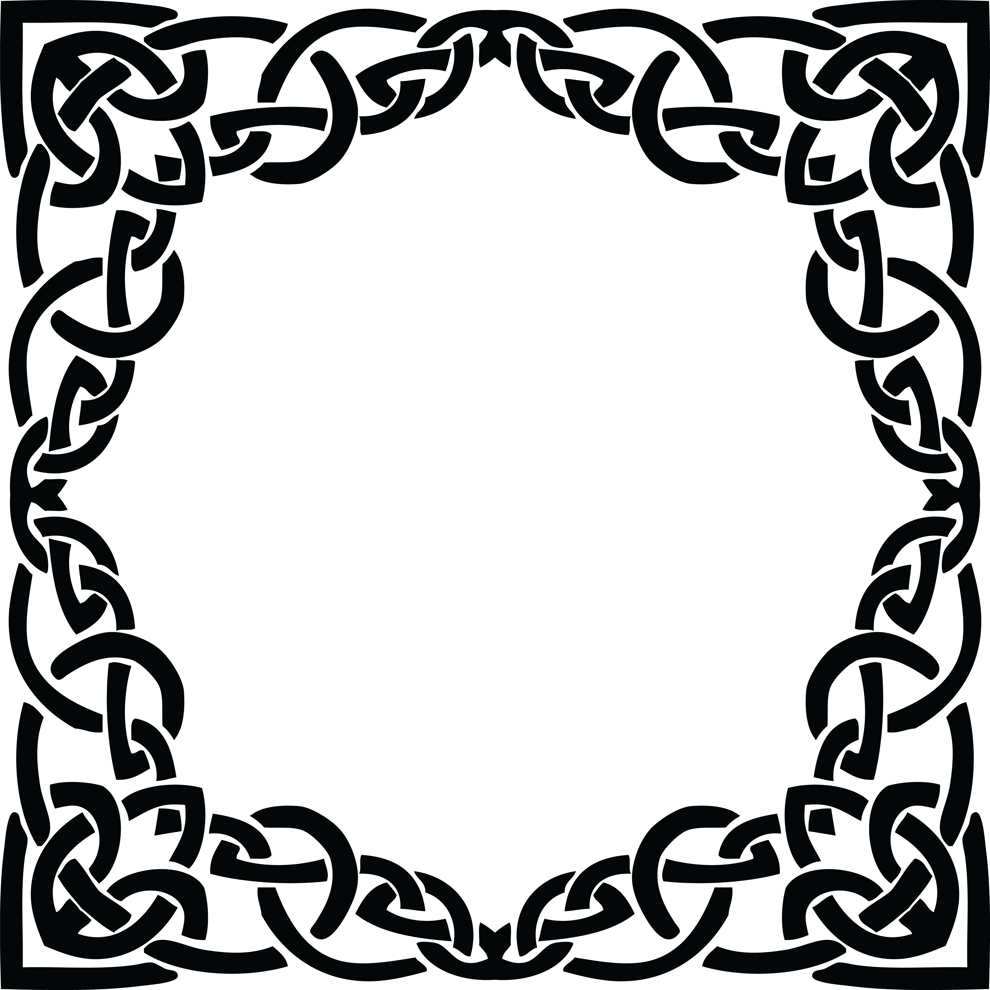 Free Clipart Of A Celtic Frame Border Design Element In Black And White