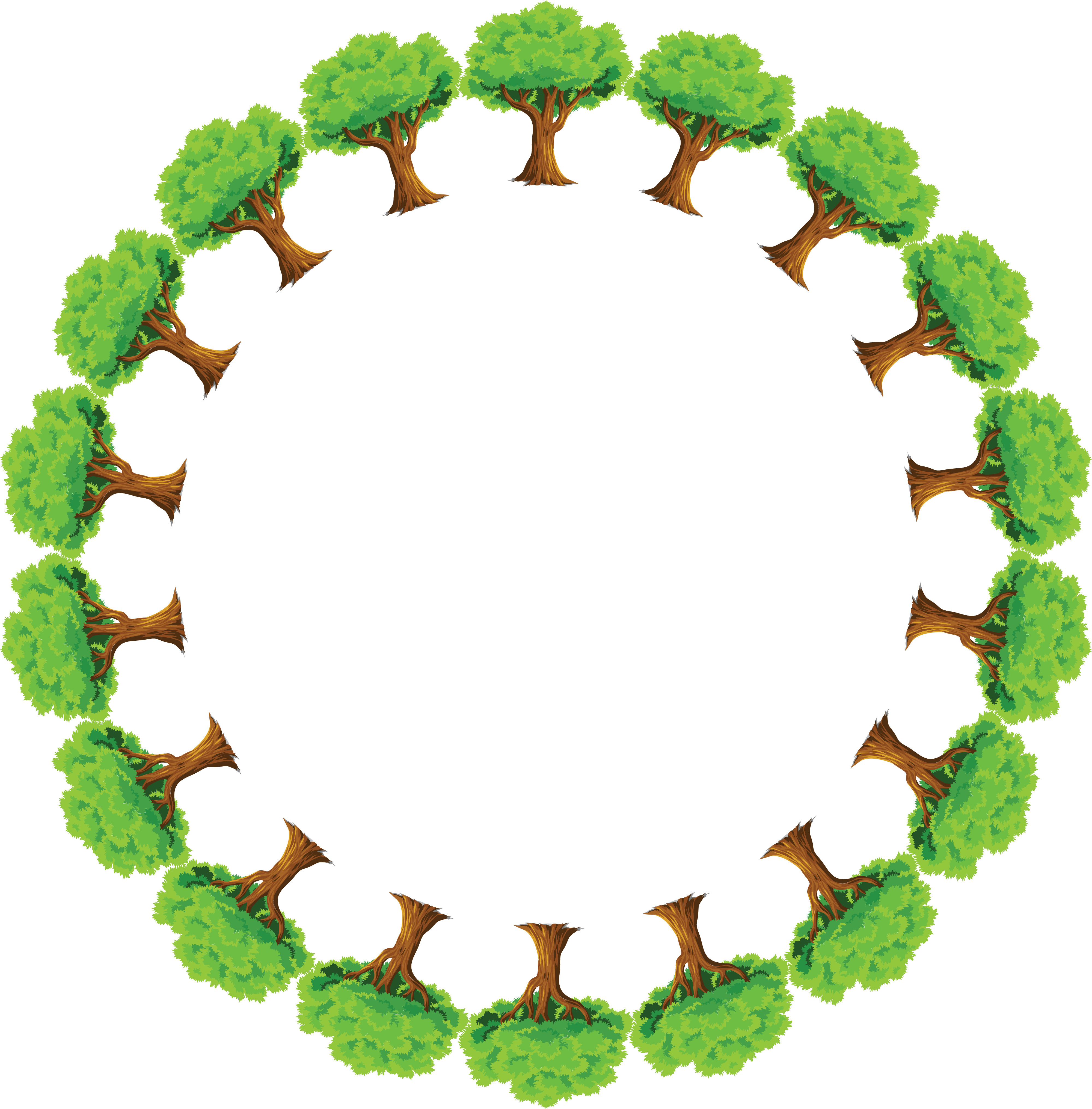 Free Clipart Of A Round Frame of Trees