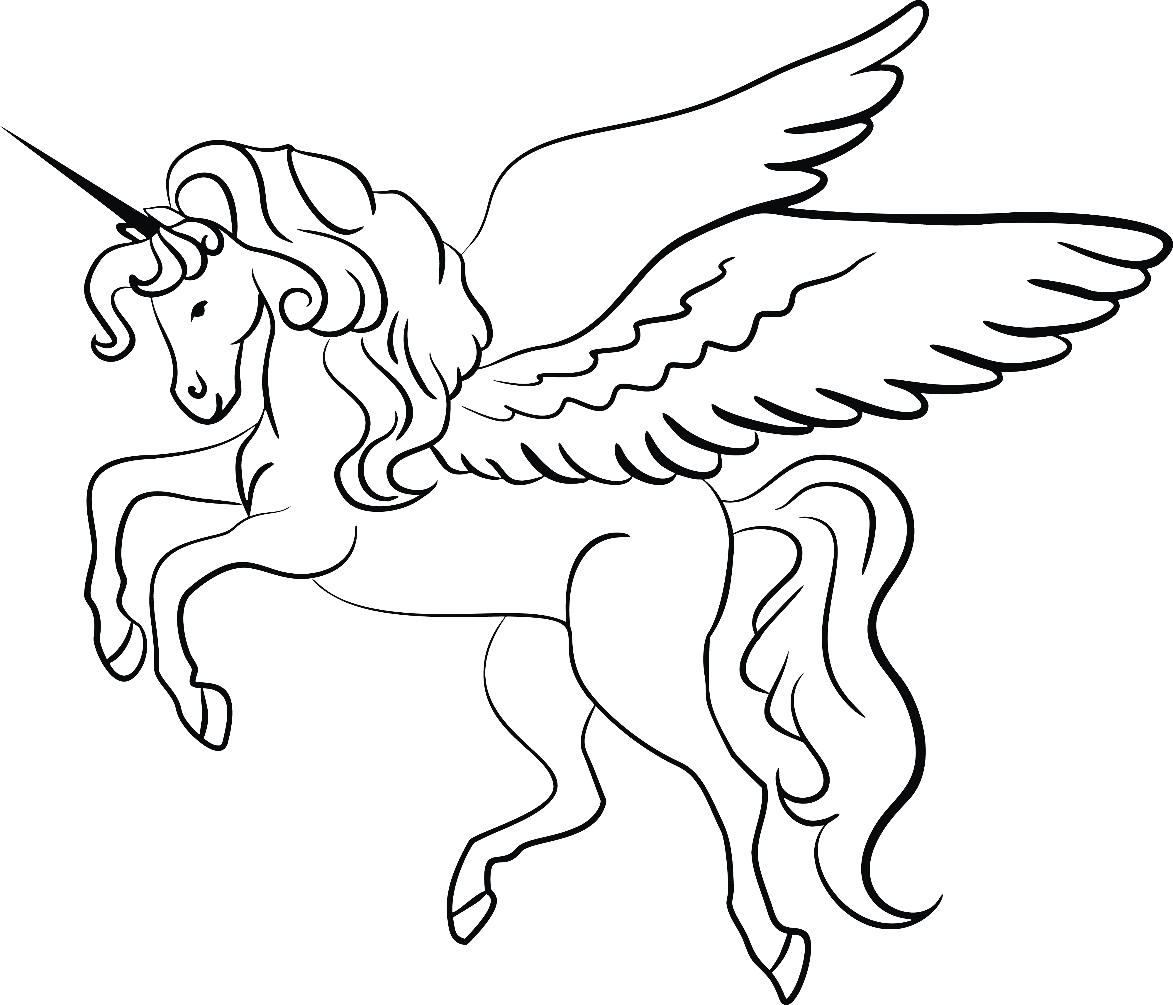 Download Free Clipart Of A Lineart Unicorn Black and White