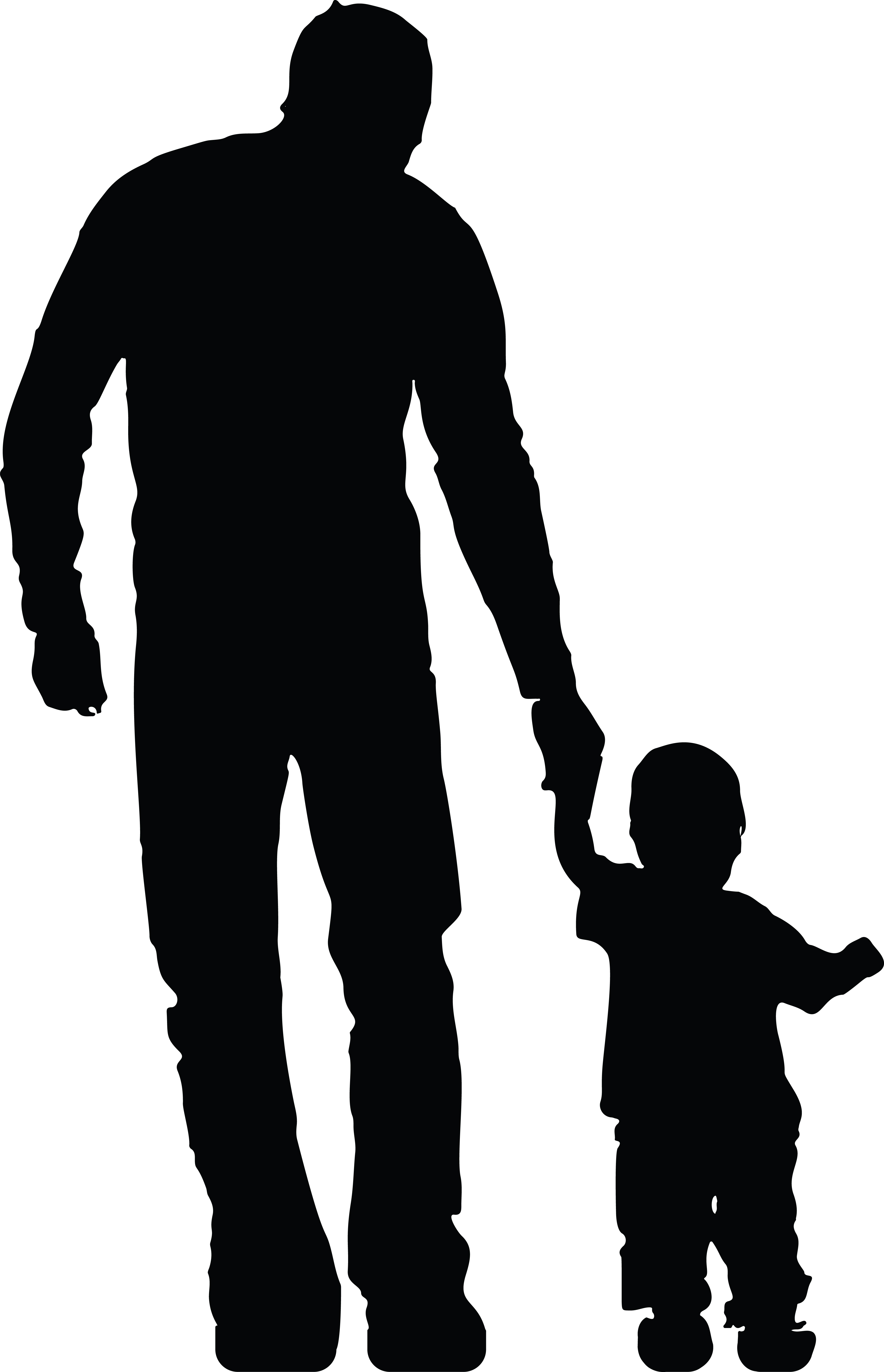 Free Clipart Of A silhouetted father holding hands with his son