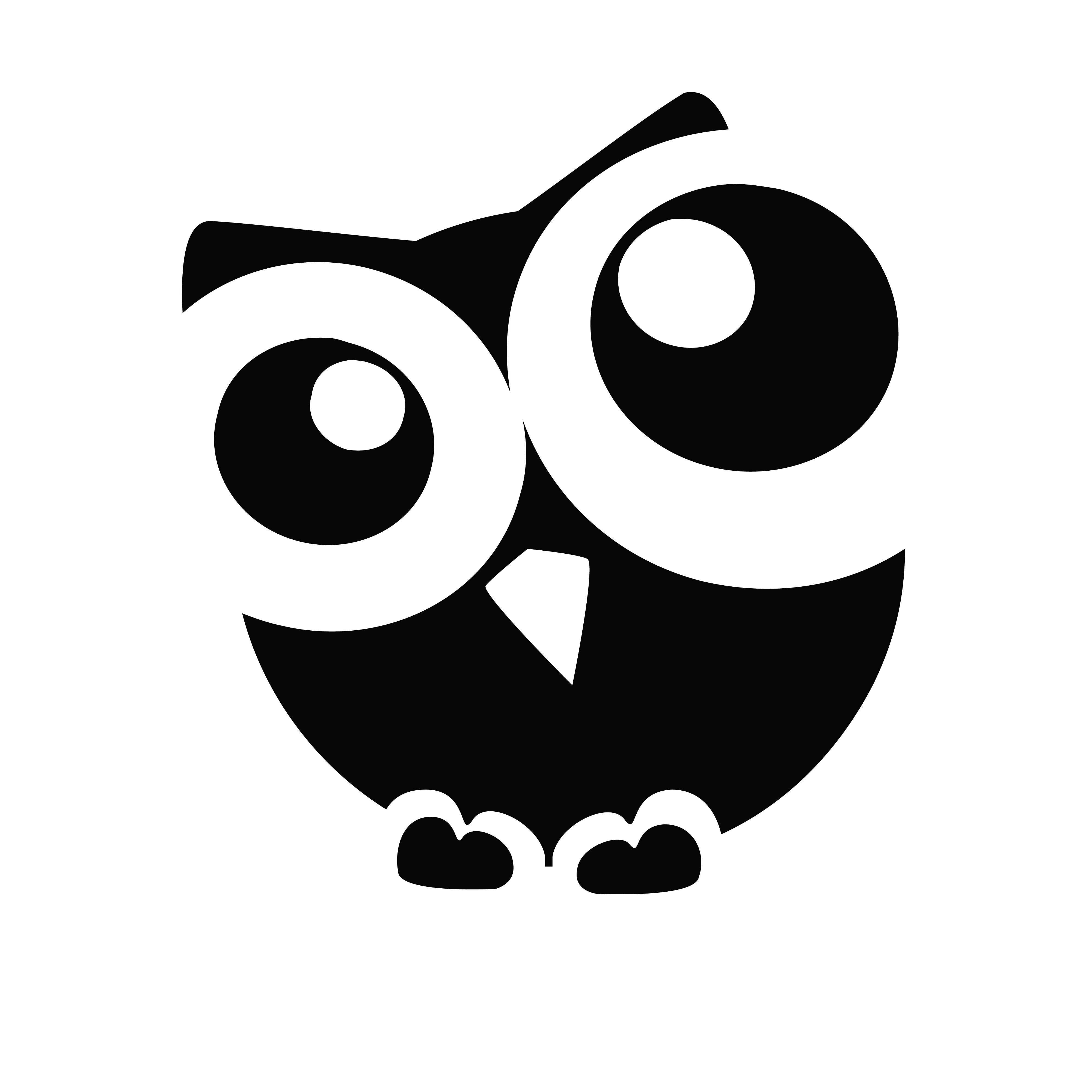 Free Clipart of a Curious Owl Black White