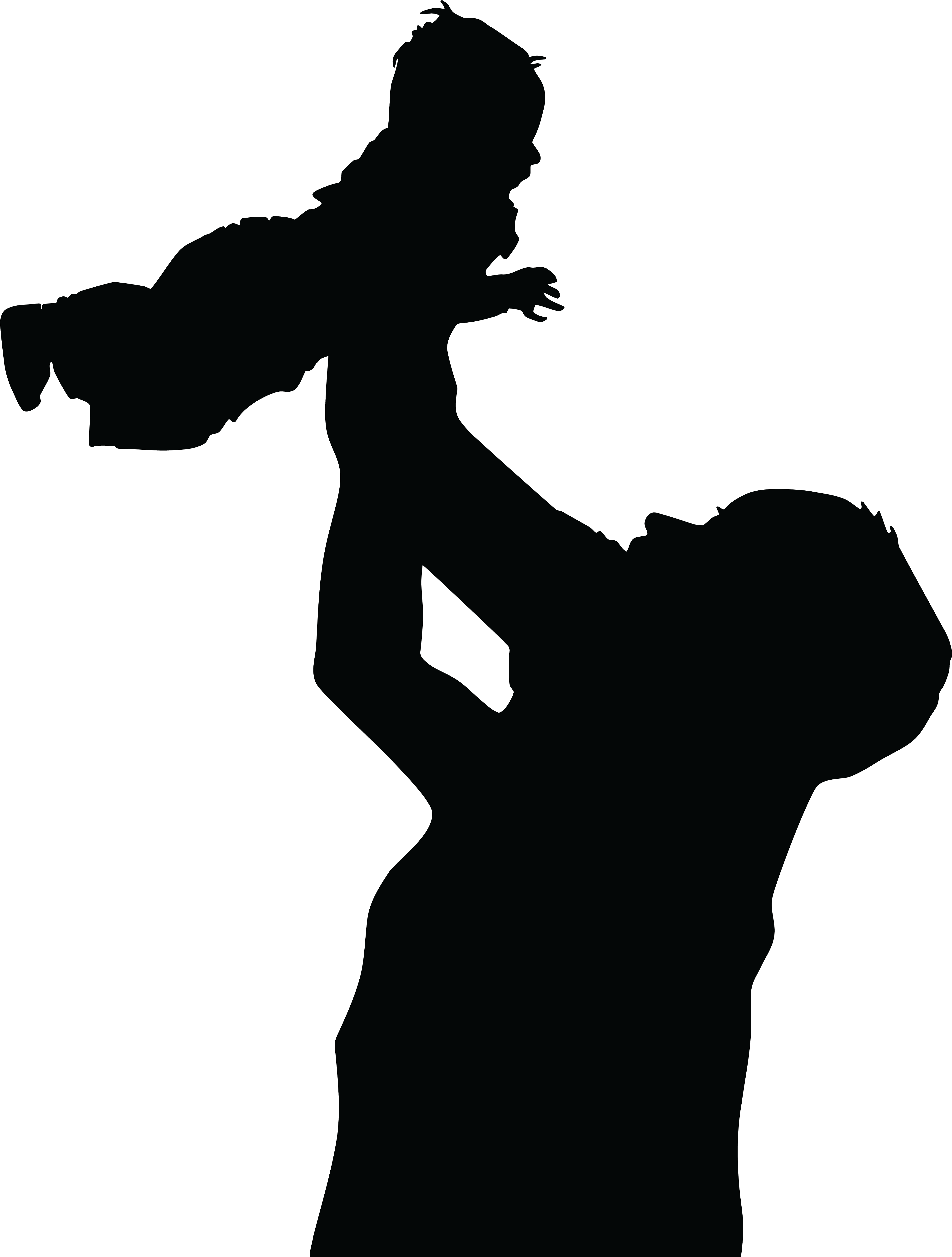 Free Clipart Of A silhouetted father holding up a baby