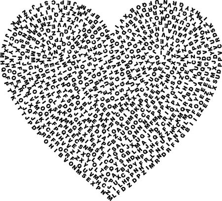 Free Clipart of a Heart Made of Black and White Letters