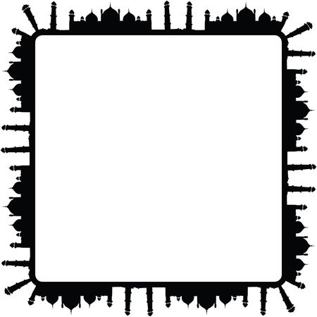 Free Clipart of a Square Frame of Mosques in Black and White