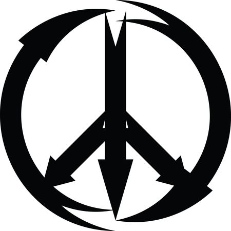 Free Clipart Of A Black and White Arrow Peace Symbol