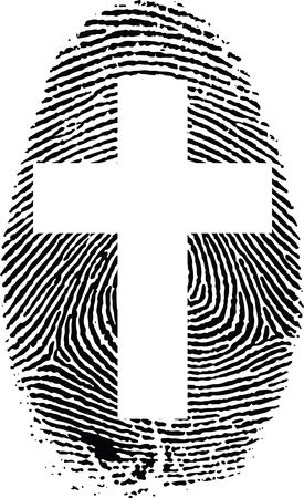 Free Clipart Of A thumb print with a cross