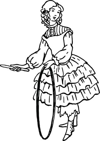 Free Clipart Of A girl holding a hoop and stick