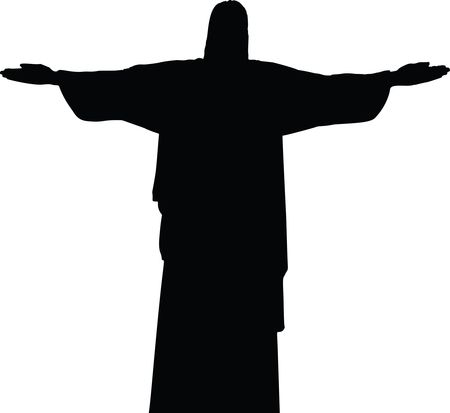 Free Clipart Of A Silhouetted Christ the Redeemer Statue