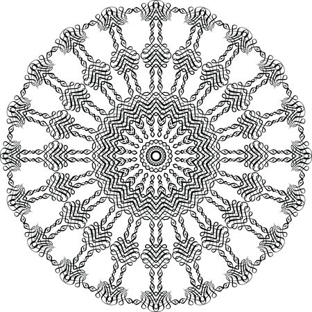Free Clipart of a Black and White Calligraphic Circle Mandala