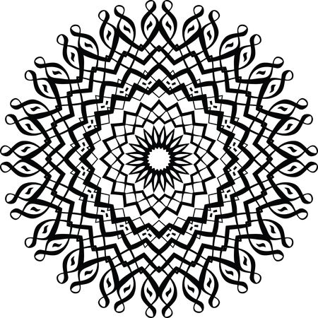 Free Clipart of a Black and White Calligraphic Mandala