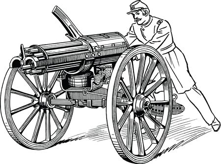 Free Clipart Of A Soldier operating artillery.