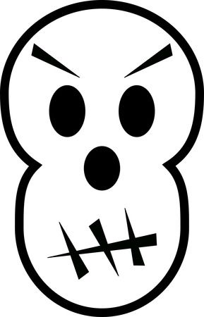 Black And White Angry Skull - Free Halloween Vector Clipart Illustration