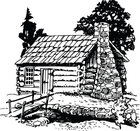 Free Clipart Of A Rustic Log Cabin