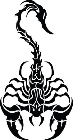 Free Clipart of a black and white tribal scorpion