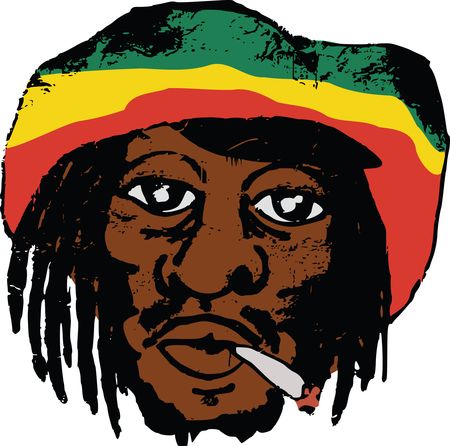 Free Clipart Of A Portrait of Bob Marly Smoking a Joint