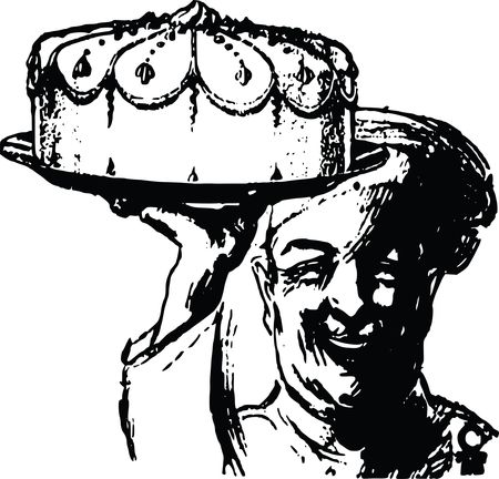 Free Clipart Of A baker holding up a cake
