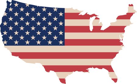 Free Clipart Of A map of america with a flag